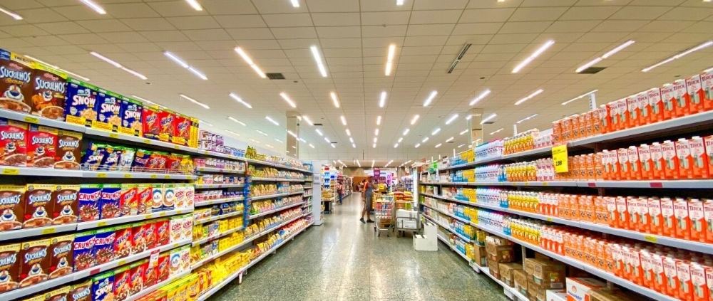 retail shelves in grocery