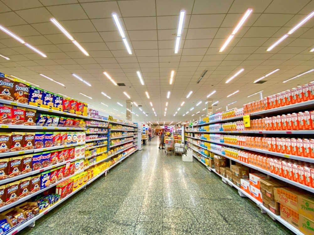 retail shelves in grocery